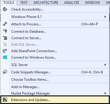 Extension and Update Menu